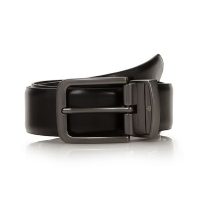 Designer black coated leather belt